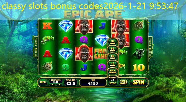 classy slots bonus codes