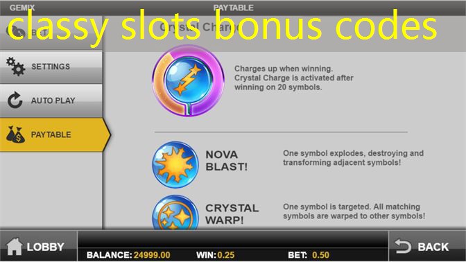 classy slots bonus codes